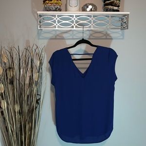 Royal blue v-neck blouse